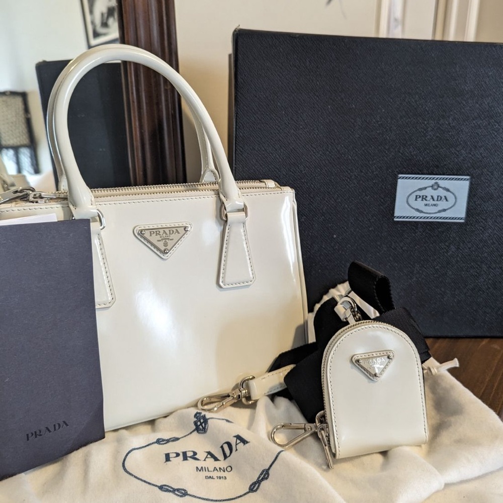 Authentic White Leather Prada Crossbody